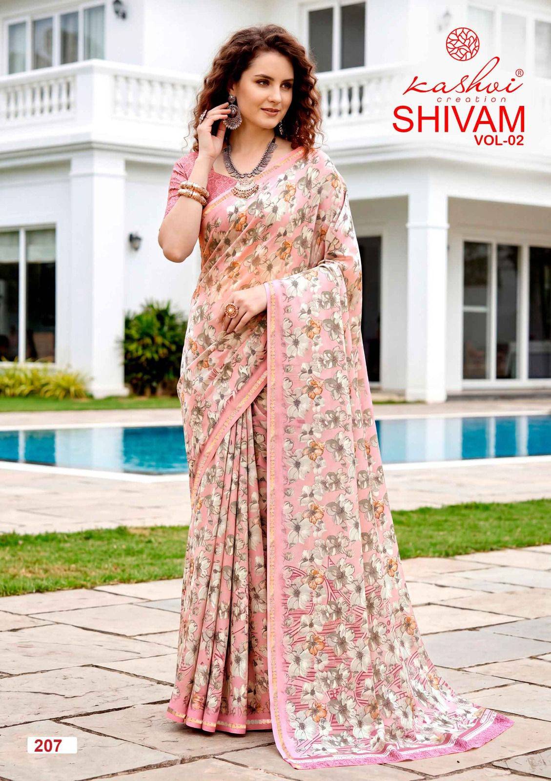 SHIVAM VOL. 2 By KASHVI CREATION 201 To 208 Series Indian Traditional Wear DULL MOSS VISCOSE sarees At Wholesale Price